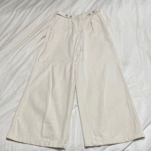 Cream wide leg pants